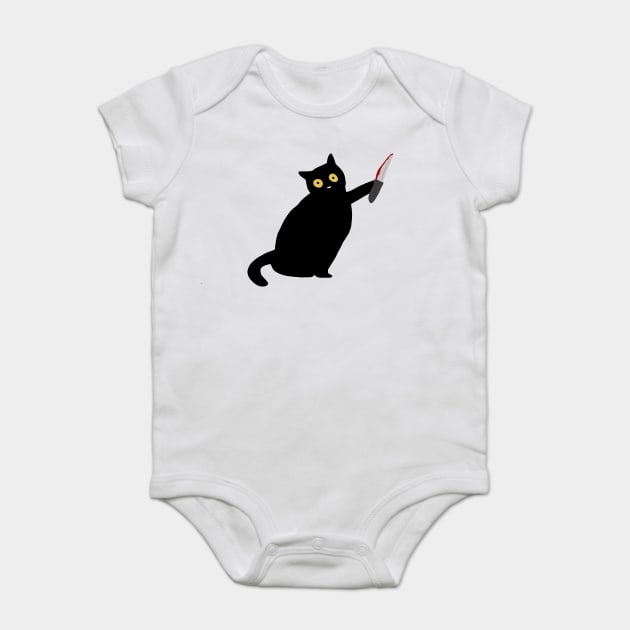 Funny Killer Black Cat Halloween Baby Bodysuit by logiamerch